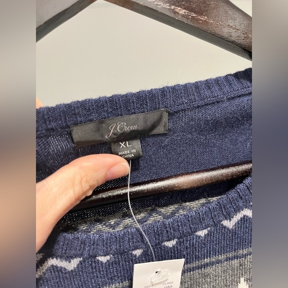 J.Crew Cropped Crewneck Sweater blue fair isle wool blend sweater size XL - Picture 10 of 11